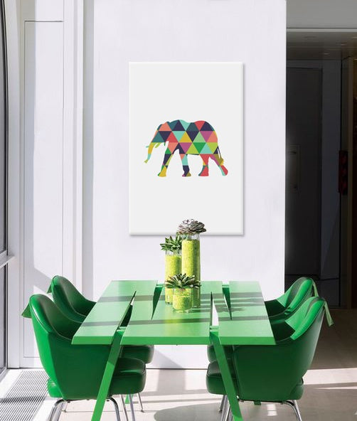 Pop art tablou pe pânză cu motivul Meditative Dimension, elefant, motiv pentru copii, natură în alb-albastru nuanțe agățat în interiorul cameră de copii – interior
