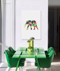 Pop art tablou pe pânză cu motivul Meditative Dimension, elefant, motiv pentru copii, natură în alb-albastru nuanțe agățat în interiorul cameră de copii – interior
