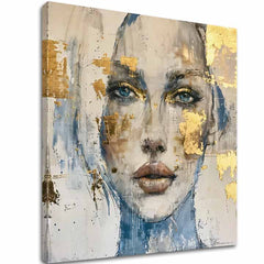 Art deco tablou pe pânză cu motivul femeie, față, oameni în alb-bej nuanțe, atmosferă eterică, eleganță, potrivit pentru sufragerie | Elegant tablou femei Prenikavý vedere – principală