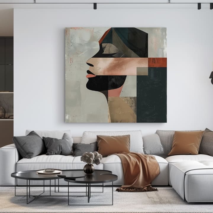 Modern tablou pe pânză cu motivul natură, oameni în gri-negru nuanțe, atmosferă sofisticată, potrivit pentru birou de lucru | Elegant tablou femei Spánok – produs, vedere 3