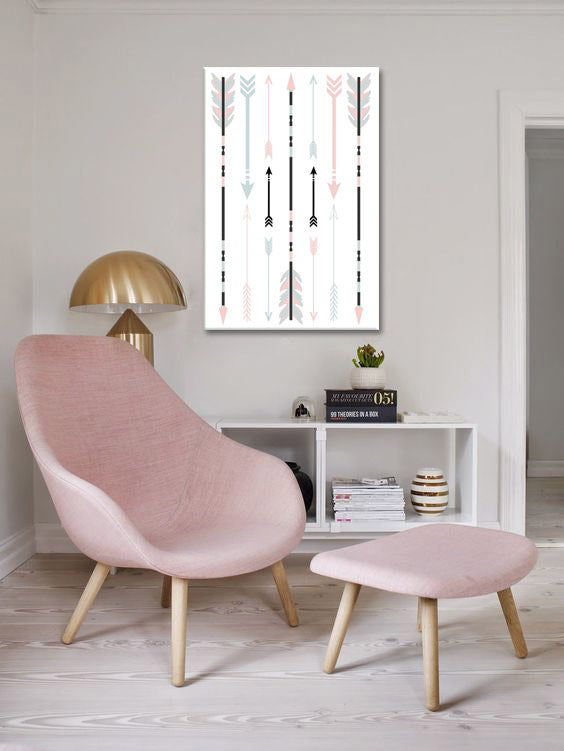 În stil boho tablou pe pânză cu motivul Element with Space, hartă, motiv religios, natură în alb-albastru nuanțe agățat în interiorul cameră de copii – interior