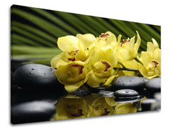 Clasic tablou pe pânză cu motivul FENG SHUI, peisaj, natură în verde-negru nuanțe, atmosferă liniștită, natură, potrivit pentru sufragerie | Tablou de perete FENG SHUI – principală