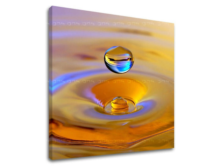 Clasic tablou pe pânză cu motivul FENG SHUI, peisaj, hartă, natură în albastru-argintiu nuanțe, atmosferă liniștită, natură, potrivit pentru sufragerie – principală