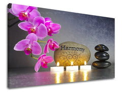Clasic tablou cu motivul FENG SHUI, flori, natură în roz-negru nuanțe | Tablou de perete FENG SHUI, pace interioară și natură – previzualizare