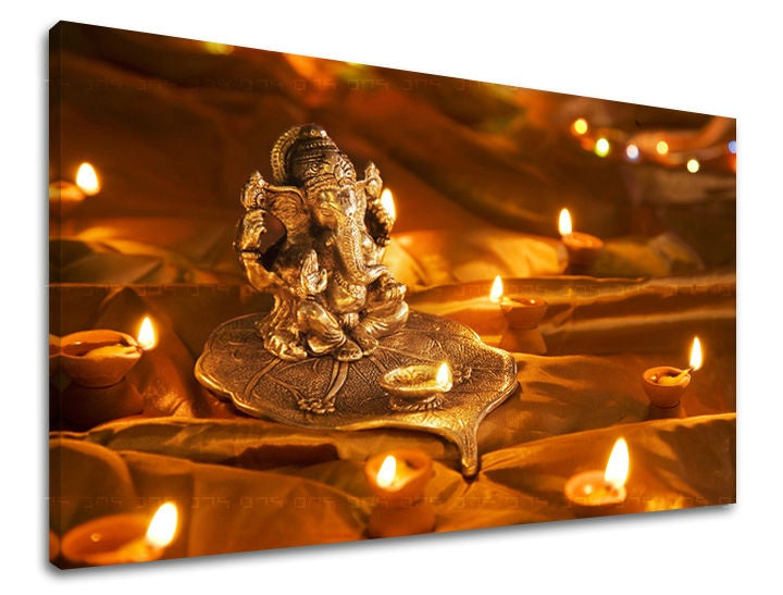 Clasic tablou pe pânză cu motivul FENG SHUI, hartă, natură în auriu nuanțe, atmosferă liniștită, spiritualitate, potrivit pentru sufragerie | Tablou de perete FENG SHUI – principală