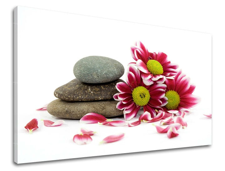 Clasic tablou pe pânză cu motivul FENG SHUI, flori, natură în alb-maro nuanțe, atmosferă liniștită, natură, potrivit pentru sufragerie | Tablou de perete FENG SHUI – principală