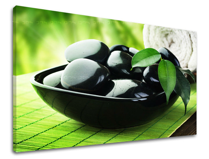 Art deco tablou pe pânză cu motivul FENG SHUI, peisaj, hartă, natură în alb-verde nuanțe, atmosferă liniștită, natură, potrivit pentru sufragerie – principală