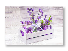 Vintage tablou pe pânză cu motivul FLORI VIOLET, flori, natură, animal în alb-violet nuanțe, atmosferă liniștită, atmosferă de primăvară și natură – principală