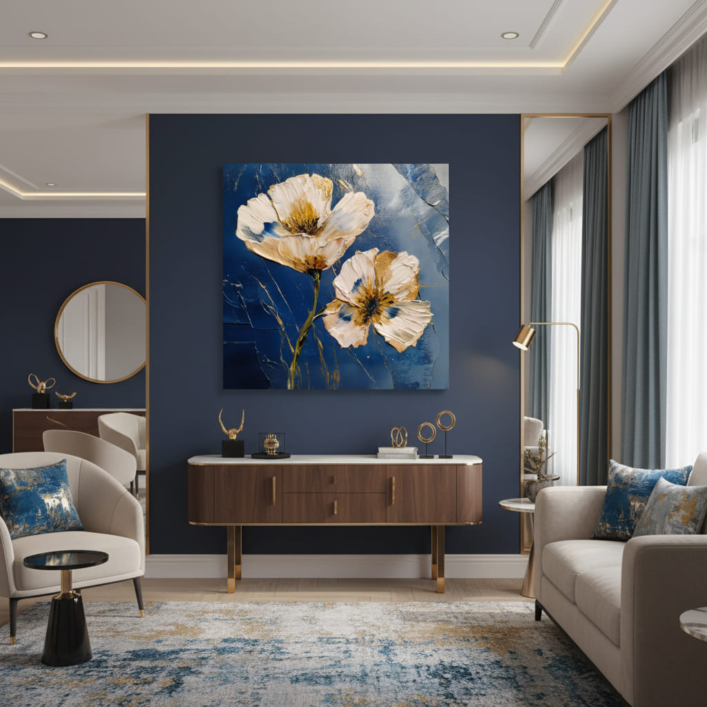 Tablou de perete Flori MIDNIGHT BLOOM | finisată de mâna artistului - imagine 2