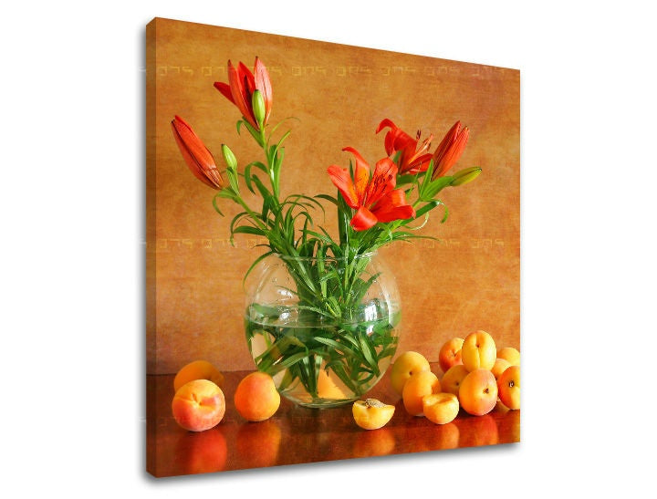 Clasic tablou cu motivul flori în maro-portocaliu nuanțe | Tablou de perete FLORI, natură, decorațiune de perete – previzualizare