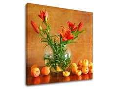 Clasic tablou cu motivul flori în maro-portocaliu nuanțe | Tablou de perete FLORI, natură, decorațiune de perete – previzualizare