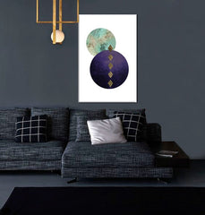 În stil scandinav tablou pe pânză cu motivul Shape with Air, natură în alb-violet nuanțe agățat în interiorul sufragerie, atmosferă liniștită – interior