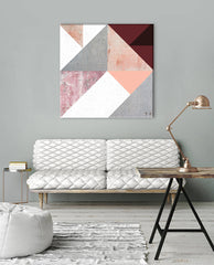 Modern tablou pe pânză cu motivul Geometric Spirit, motiv muzical în violet-albastru nuanțe agățat în interiorul sufragerie, atmosferă sofisticată – interior