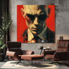 Modern tablou pe pânză cu motivul Hitman - Zmysel pre detaliu în roșu-negru nuanțe, atmosferă intensă, mister | Tablou Hitman - Zmysel pre detaliu – produs, vedere 2