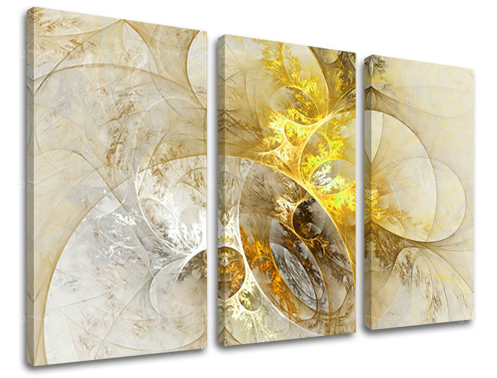 Geometric tablou pe pânză cu motivul hartă în alb-auriu nuanțe, atmosferă liniștită, natură și impresie de lux, potrivit pentru sufragerie | Tablou de perete ABSTRACT – principală