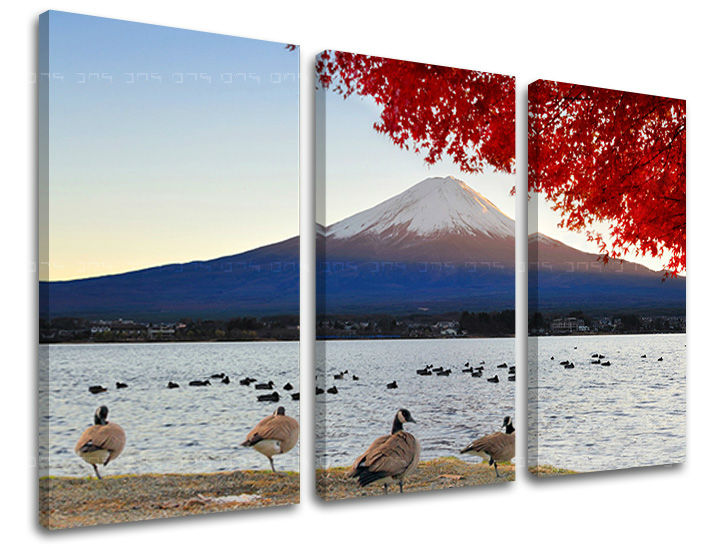 Pop art tablou pe pânză cu motivul lac, cer, peisaj în alb-albastru nuanțe, atmosferă liniștită, natură, potrivit pentru sufragerie | Tablou de perete KRAJINA – principală