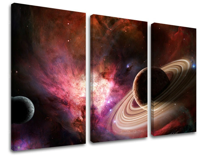 Pop art tablou pe pânză cu motivul stele, galaxie, peisaj, natură, univers în alb-violet nuanțe, potrivit pentru birou | Tablou de perete UNIVERS – principală