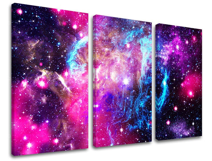 Clasic tablou cu motivul stele, galaxie, peisaj în alb-violet nuanțe | Tablou de perete UNIVERS – previzualizare