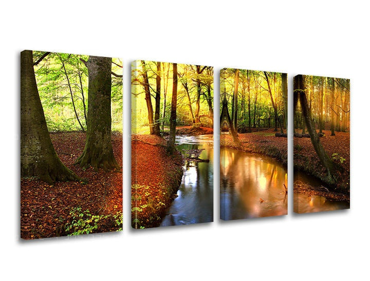 Clasic tablou cu motivul pădure, copaci, peisaj în maro-verde nuanțe | Tablou de perete COPACI, natură – previzualizare