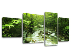 Clasic tablou pe pânză cu motivul pădure, copaci, peisaj, hartă, natură în alb nuanțe, atmosferă liniștită, natură și simbol al reînnoirii, execuție multi-panou – principală