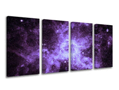 Modern tablou cu motivul stele, galaxie, lună în alb-violet nuanțe | Tablou de perete UNIVERS – previzualizare