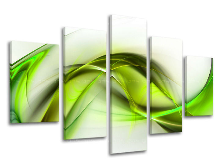 Clasic tablou pe pânză cu motivul mare și plajă în alb-verde nuanțe, atmosferă liniștită, natură și creștere și dezvoltare, execuție multi-panou – principală