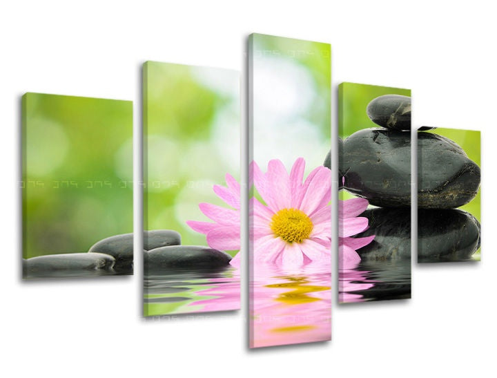 Industrial tablou pe pânză cu motivul FENG SHUI, reflexie pe apă, peisaj, natură în gri nuanțe, atmosferă liniștită, pace interioară și natură – principală