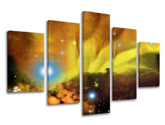 Clasic tablou cu motivul stele, galaxie, siluetă în negru-galben nuanțe | Tablou de perete UNIVERS, mister și natură – previzualizare