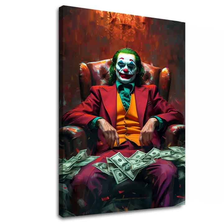 Modern tablou pe pânză cu motivul Joker: Pán chaosu în verde-auriu nuanțe, atmosferă intensă, forță și putere | Tablou Joker: Pán chaosu – principală