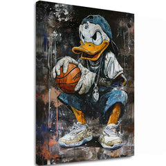 Modern tablou pe pânză cu motivul LeBron Duck na pânză în alb nuanțe, atmosferă urbană, cultură pop și nostalgie | Tablou LeBron Duck na pânză – principală
