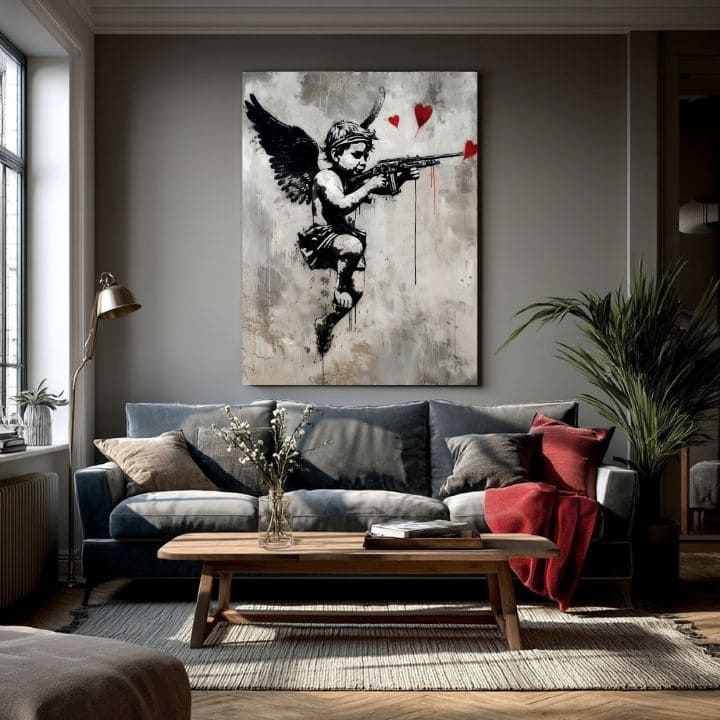 Modern tablou pe pânză cu motivul Love Hunter na pânză în alb-negru nuanțe | Tablou Love Hunter na pânză, decorațiune de perete – produs [XOGWSPP040E1]