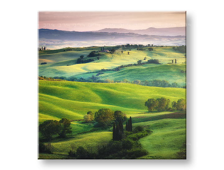 Clasic tablou pe pânză cu motivul PAJIȘTE, peisaj, natură în verde nuanțe, atmosferă liniștită, natură și pace și echilibru, potrivit pentru sufragerie – principală [XOBKR049E12]