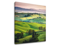 Clasic tablou pe pânză cu motivul PAJIȘTE, peisaj, natură în verde nuanțe, atmosferă liniștită, natură și pace și echilibru, potrivit pentru sufragerie – produs [XOBKR049E12]