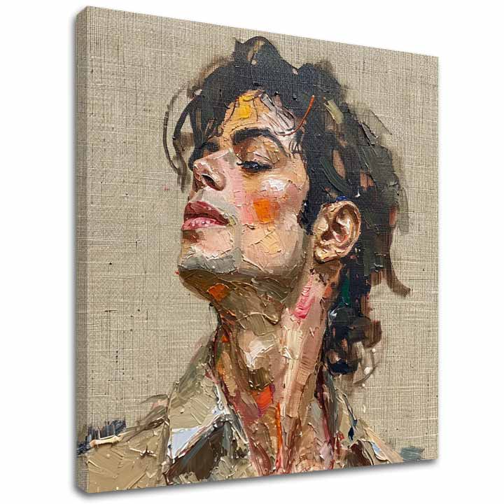 Modern tablou pe pânză cu motivul Michael Jackson - Melódia vášne în bej-maro nuanțe, glorie și nostalgie | Tablou Michael Jackson - Melódia vášne – principală