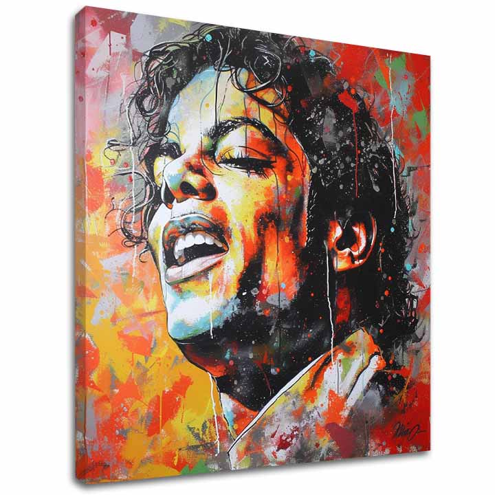 Modern tablou pe pânză cu motivul Michael Jackson - Hlas generácií în roșu-auriu nuanțe, atmosferă energică | Tablou Michael Jackson - Hlas generácií – principală