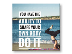 Modern tablou pe pânză cu motivul You have the ability to, ocean, plajă, mare și plajă, citat motivațional în alb-negru nuanțe, potrivit pentru birou de lucru – principală