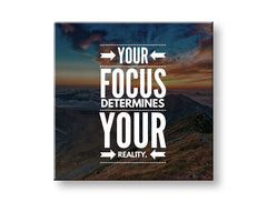 Pop art tablou pe pânză cu motivul Your focus, munți, cer, nori, apus de soare în alb nuanțe, atmosferă inspirațională, natură, potrivit pentru birou – principală