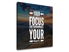 Pop art tablou pe pânză cu motivul Your focus, munți, cer, nori, apus de soare în alb nuanțe, atmosferă inspirațională, natură, potrivit pentru birou – produs