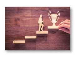 Modern tablou pe pânză cu motivul despre succes, schody, citat motivațional în multicolor nuanțe, potrivit pentru birou | Motivațional tablou de perete despre succes_007 – principală