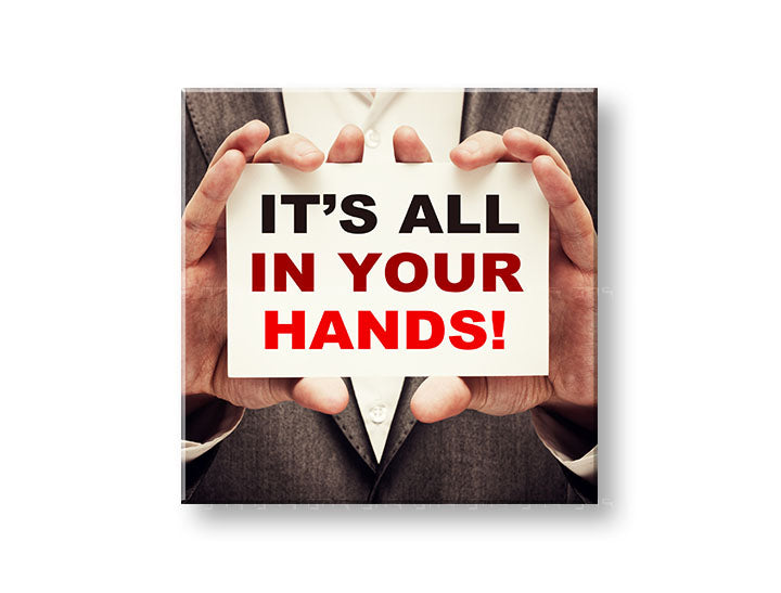 Art deco tablou pe pânză cu motivul Its all in your hands, citat motivațional în roșu-negru nuanțe | Motivațional tablou de perete Its all in your hands_002 – principală