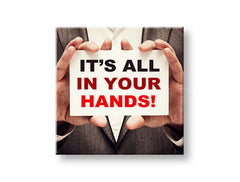 Art deco tablou pe pânză cu motivul Its all in your hands, citat motivațional în roșu-negru nuanțe | Motivațional tablou de perete Its all in your hands_002 – principală
