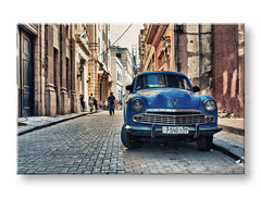 Vintage tablou pe pânză cu motivul MOTO, automobil, hartă, motiv urban în bej-albastru nuanțe, atmosferă nostalgică, potrivit pentru birou – principală