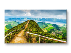 Clasic tablou pe pânză cu motivul HORY, peisaj, hartă în maro-albastru nuanțe, atmosferă liniștită, natură, potrivit pentru birou | Tablou de perete HORY_043-13 – principală