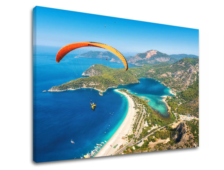 Industrial tablou pe pânză cu motivul HORY, plajă, ocean, peisaj, mare și plajă în bej-albastru nuanțe, libertate, potrivit pentru birou | Tablou de perete HORY_059-11 – produs