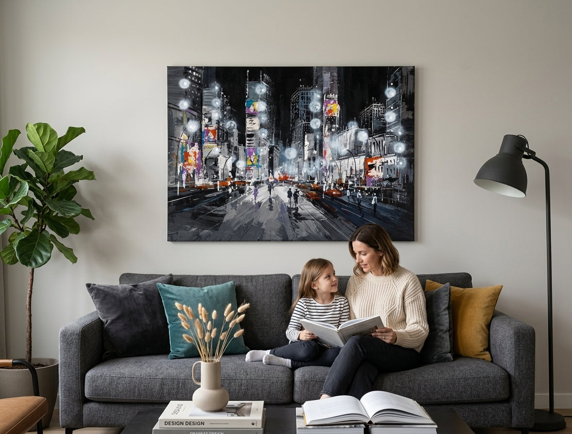 În stil scandinav tablou pe pânză cu motivul hartă, natură în alb-bej nuanțe agățat în interiorul sufragerie, atmosferă energică, viață urbană – interior