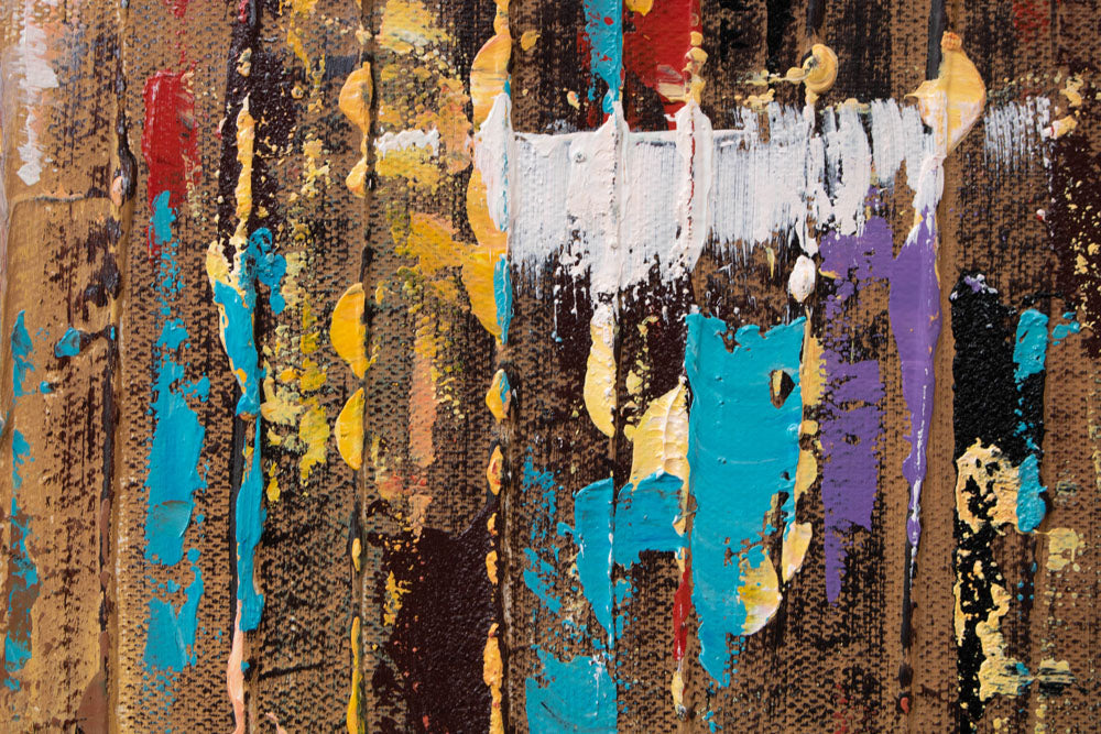 Pop art tablou pe pânză cu motivul ploaie, motiv urban în alb-albastru nuanțe, atmosferă energică, viață urbană, potrivit pentru birou | Tablou pictat de perete ORAȘ – produs, vedere 4