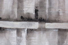 Modern tablou pe pânză cu motivul reflexie pe apă în alb nuanțe, atmosferă liniștită, viață urbană și contemplare | Tablou pictat de perete ORAȘ – produs