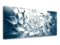 Geometric tablou cu motivul PANORAMĂ ABSTRACT în alb-albastru nuanțe | Tablou de perete PANORAMĂ ABSTRACT – previzualizare