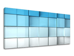 Geometric tablou cu motivul PANORAMĂ ABSTRACT în alb-albastru nuanțe | Tablou de perete PANORAMĂ ABSTRACT, minimalism – previzualizare