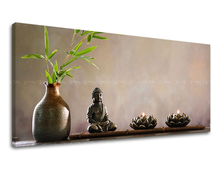Industrial tablou pe pânză cu motivul PANORAMĂ FENG SHUI, feng shui, peisaj, natură în gri nuanțe, atmosferă liniștită, pace interioară și natură – principală